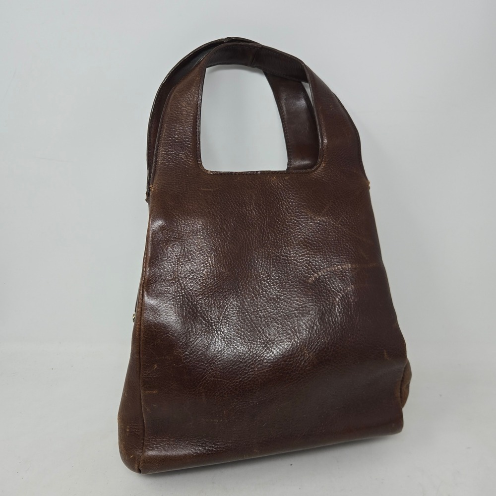 Fossil 1954 Vintage Brown Leather Handbag Frame Top Tote Bag 75082 - Picture 4 of 13
